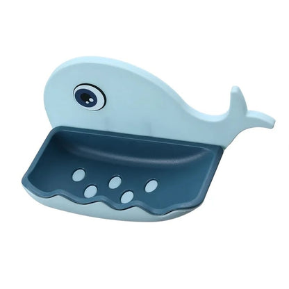 Fish Design One Tier Soap Dish | Multicolor Punch-Free Adhesive Soap Holder | Durable AB Material