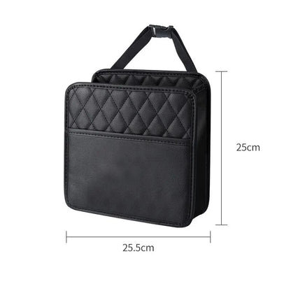 Car Back Seat Storage Leather Bag | Multifunctional Car Seat Organizer | Fits Most Car Models | Size: 25.5 cm x 25 cm