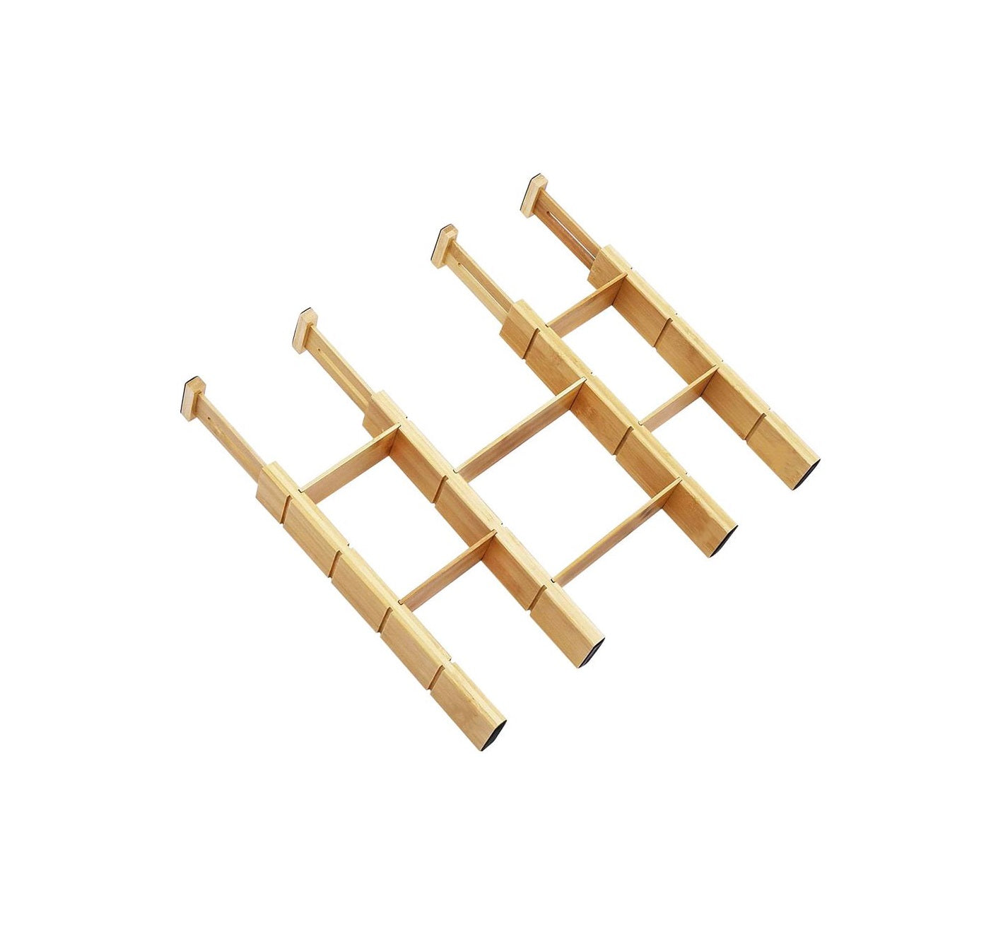 4 Set Bamboo Drawer Divider with Adjustable Length & Inserts | Waterproof, Easy to Install, Fits Standard Drawers