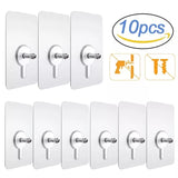 10pcs Strong Adhesive Seamless Sticky Wall Hook with Screw | Heavy-Duty Hook for Home Organization | Easy Installation Wall Mount Hanger