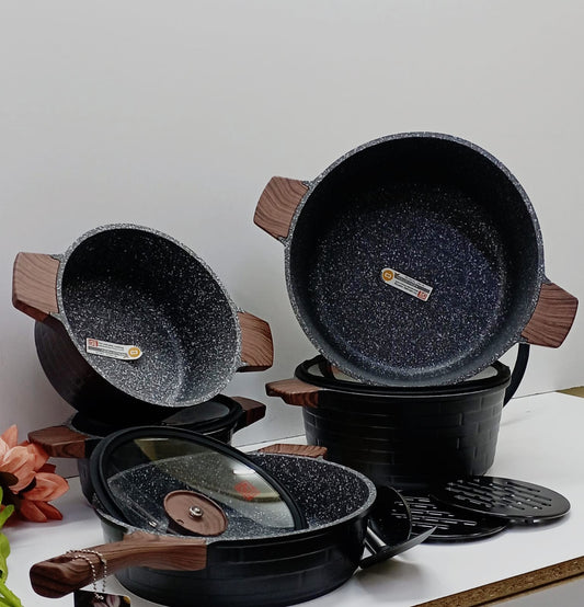 BLOCK 13 Piece Granite Coating Kitchen Cookware Set | Durable Casseroles, Frypan & Accessories