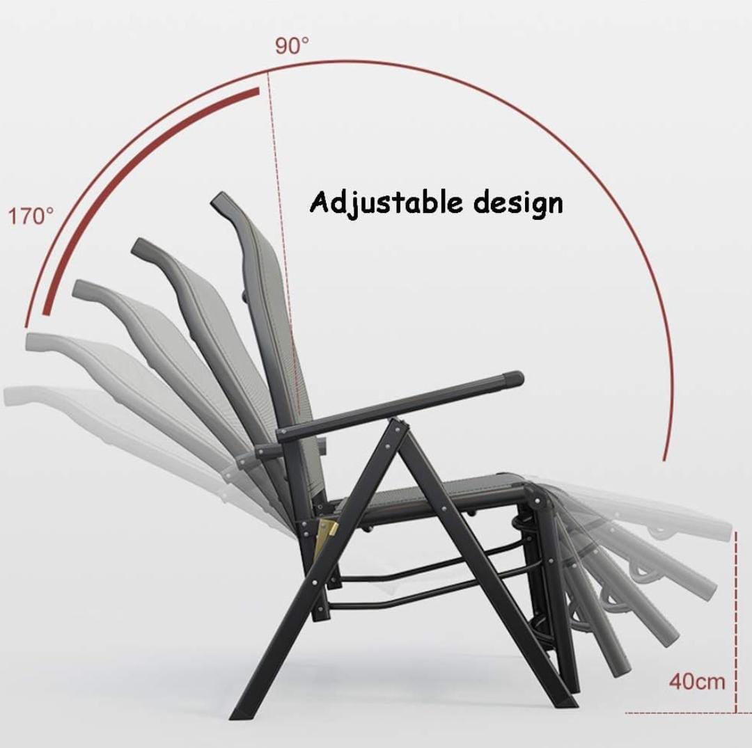 Outdoor Foldable Recliner Chair | Adjustable Zero Gravity Chair | 170 Degrees | Sling Deck Chair | Sun Lounger | Breathable Garden Lawn Relaxer