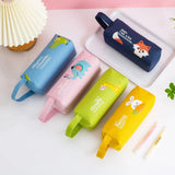 Portable Canvas Pencil Case | Double Layer Student Pen Bag | Cute Stationery Storage for Kids