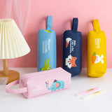 Portable Canvas Pencil Case | Double Layer Student Pen Bag | Cute Stationery Storage for Kids