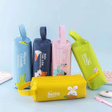 Portable Canvas Pencil Case | Double Layer Student Pen Bag | Cute Stationery Storage for Kids