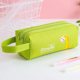 Portable Canvas Pencil Case | Double Layer Student Pen Bag | Cute Stationery Storage for Kids