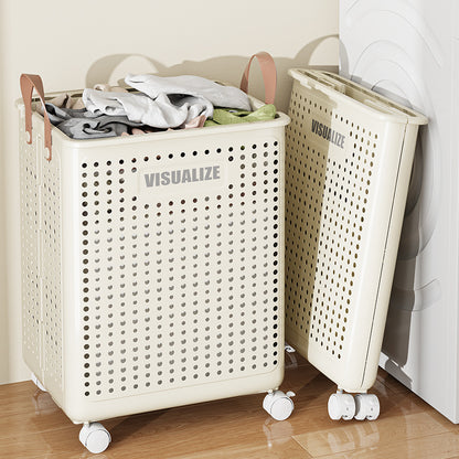 Foldable Multipurpose Hamper Basket with Wheels | Large Flexible Plastic Laundry Basket