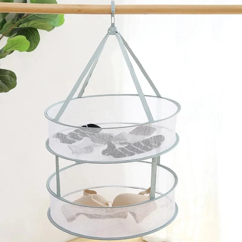 Clothes Drying Basket | Thickened Anti-Deformation Hanging Net Pocket | Double Layer Drying Rack for Socks and Small Items