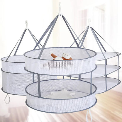 Clothes Drying Basket | Thickened Anti-Deformation Hanging Net Pocket | Double Layer Drying Rack for Socks and Small Items