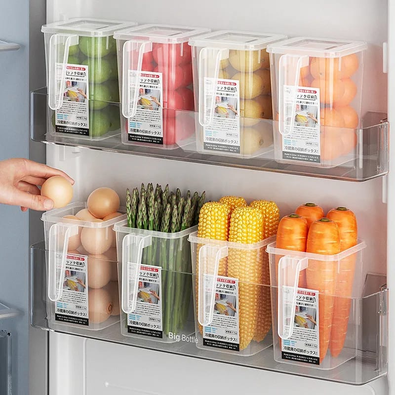 Refrigerator Storage Box | Fridge Side Door Food Fresh Boxes with Handle | Kitchen Organizer for Fruits and Vegetables