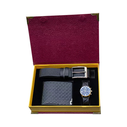 3pc Men’s Gift Set | Leather Belt, Wallet, and Business Watch | Perfect Present for Men