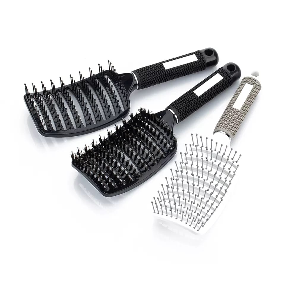 Curved Vented Professional Detangling Comb | Hair Care Tool | Available in Black & Grey