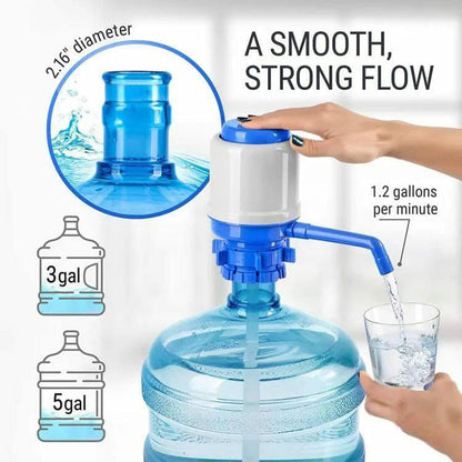 Manual Water Pump | Innovative Vacuum Action | Fits Standard 5-6 Gallon Water Bottles | Eco-Friendly Design