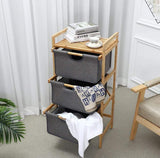 Bamboo Organizer Rack | 3-Tier Storage Rack | 13" x 17.3" x 37.8" | Bamboo Laundry Basket Clothes Cabinet Organizer Shelf