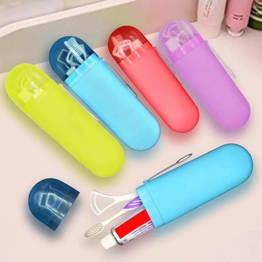 Portable Plastic Toothbrush Holder | Travel Toothbrush Storage Box for Kids | Space-Saving Toothbrush and Toothpaste Organizer