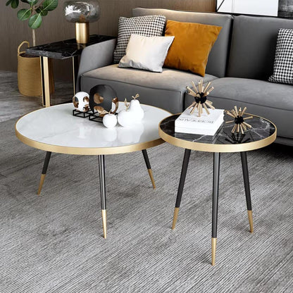 2 in 1 Coffee Table | Modern Marble Round Coffee Table & Side Table | Multifunctional Living Room Furniture