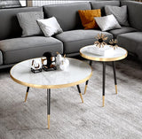 2 in 1 Coffee Table | Modern Marble Round Coffee Table & Side Table | Multifunctional Living Room Furniture