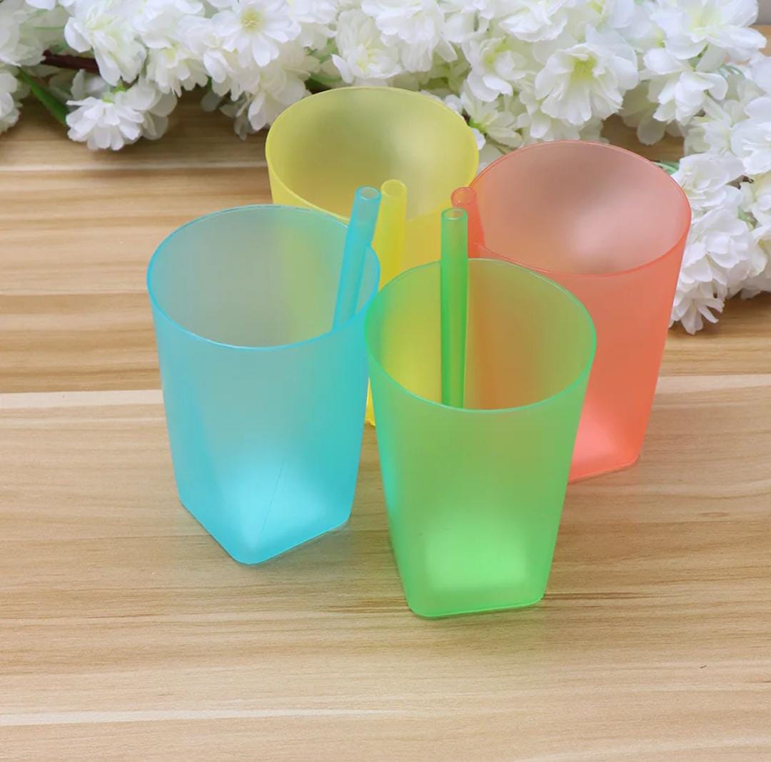 4 Piece Kids Sippy Cups with Builtin Straw | Spill Proof Drinking Cups for Toddlers | Multicolors