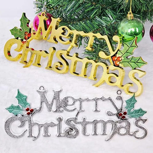 1pc Merry Christmas Letter Hanging Sign | Gold & Silver Xmas Tree Pendant | Alphabet Door & Window Ornament | New Year Decorations (20cm & 25cm)