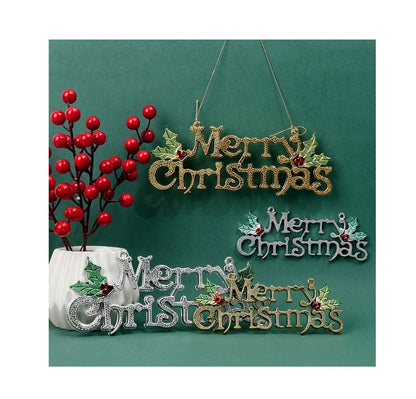 1pc Merry Christmas Letter Hanging Sign | Gold & Silver Xmas Tree Pendant | Alphabet Door & Window Ornament | New Year Decorations (20cm & 25cm)