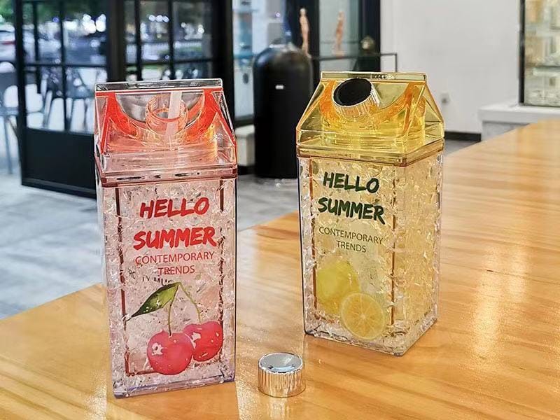 Hello Summer" Acrylic Smoothie/Party Cups with Straw | 600ml | Available in 3 Fun Shapes