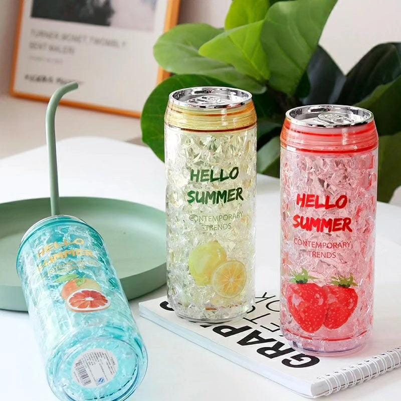 Hello Summer" Acrylic Smoothie/Party Cups with Straw | 600ml | Available in 3 Fun Shapes