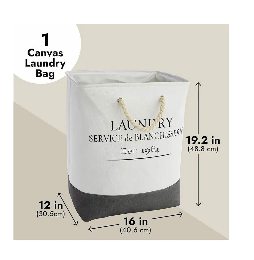 Canvas Laundry Basket | MultiPurpose Basket with Handle | 60L Capacity | 40x40x38cm