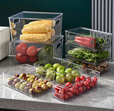 Refrigerated Organizer Bin | Stackable Food Fridge Storage Box with Handle | Cosmetic & Pantry Organizer