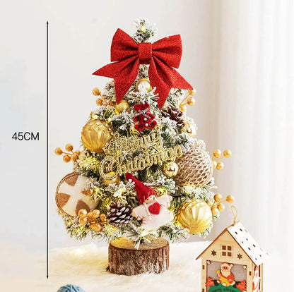 Table Top Christmas Tree with Wood Base | Includes Decorations & Lighting | Perfect for Home & Office Decor