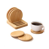 Eco Friendly Heavy Duty Bamboo Coasters | 6pcs Set with Holder Rack | Durable & Stylish Drink Coasters