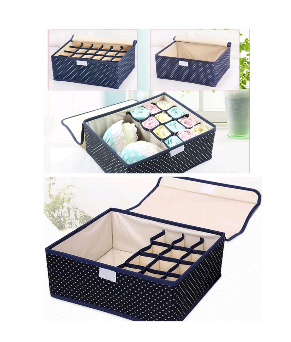 13 Grid Undergarment Organizer | 3in1 Closet Organizer with Lid | Moisture Proof & Dust Proof