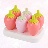 6 Grids Strawberry Ice Cream Popsicle Mold | Durable Popsicle Maker for Ice Cream, Pudding & Candy | 15.6 x 11 x 10.6 cm