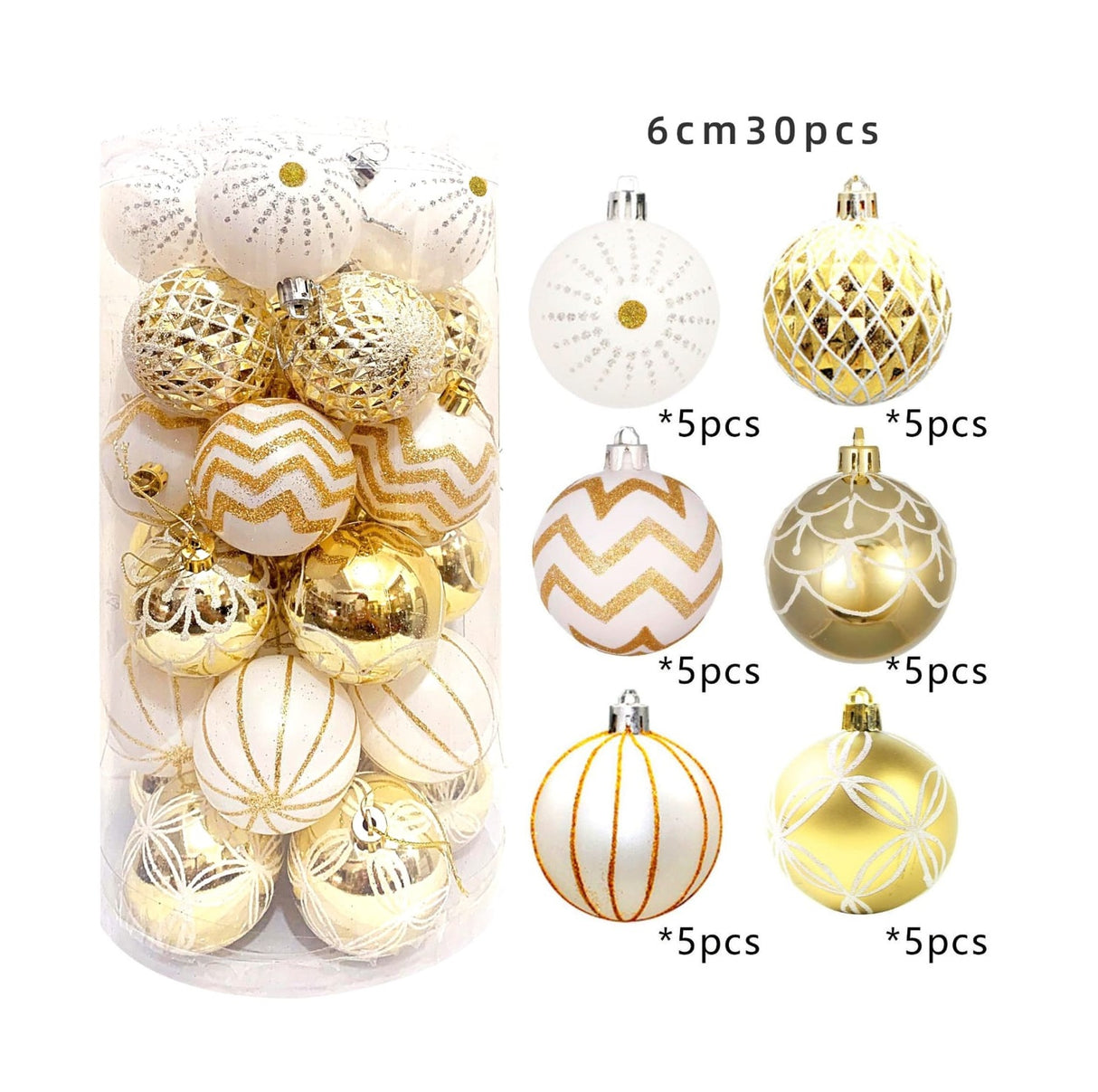 30Pcs Christmas Ball Hanging Pendants | Round Xmas Ornaments | Festive Christmas Tree Decorations