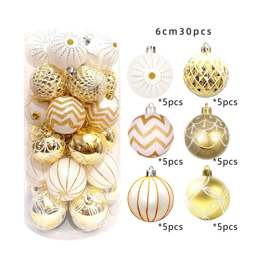 30Pcs Christmas Ball Hanging Pendants | Round Xmas Ornaments | Festive Christmas Tree Decorations