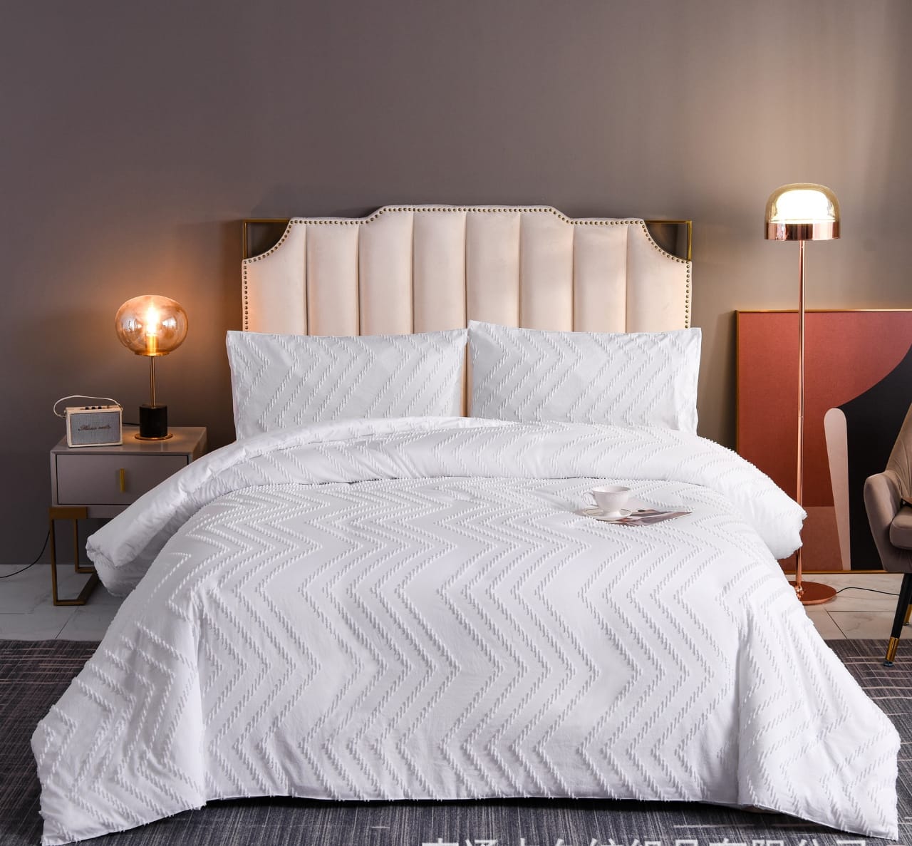 Luxury Tufted Wave Design Duvet Cover Set | Soft Microfiber Bedding for All Seasons | Sizes 6x6, 6x7