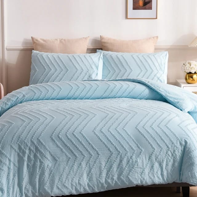 Luxury Tufted Wave Design Duvet Cover Set | Soft Microfiber Bedding for All Seasons | Sizes 6x6, 6x7