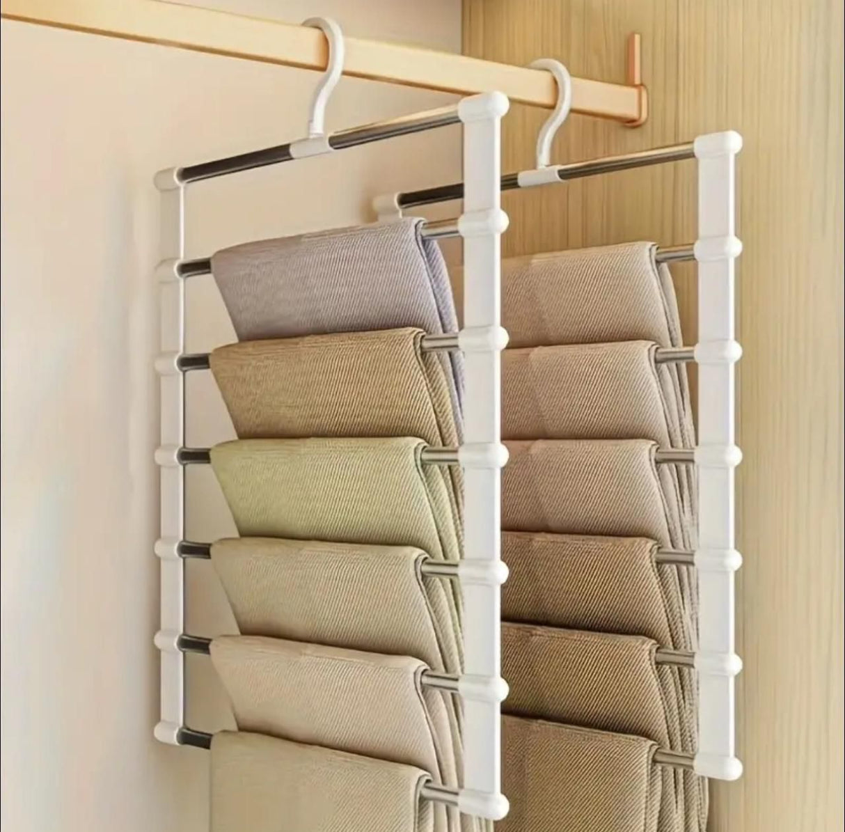 6 Layer Aluminum Tube Trouser/Pants Hanger | Space-Saving Closet Organizer | 45cm x 35cm