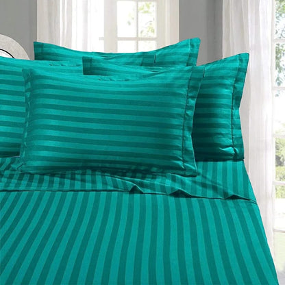 Luxury Cotton Striped Bedsheet Set | Soft & Breathable | Sizes 7x8 & 8x8 | Includes 4 Pillowcases & 2 Bedsheets