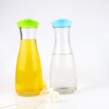 Transparent Aqua Water Pitcher | 1000ml Borosilicate Glass Beverage Bottle with Color Lid | Heat-Resistant & Stylish