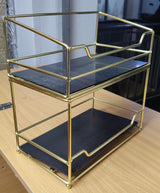 Multipurpose Acrylic Gold-Plated Two-Tier Organizer | Vanity, Kitchen & Bathroom Storage Solution | Elegant & Versatile Design