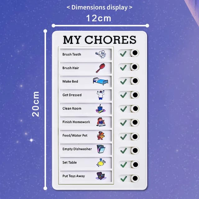 Plastic Kids' Chore Checklist Board | Daily Task Organizer for Home & Office | 12x20 cm Durable Plastic