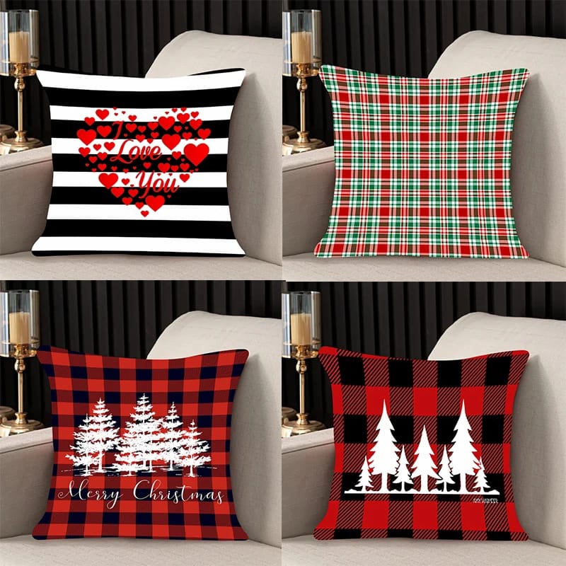 1pc Santa Claus Printed Christmas Cushion Cover | 45x45cm Festive Pillow Case | Holiday Home Deco