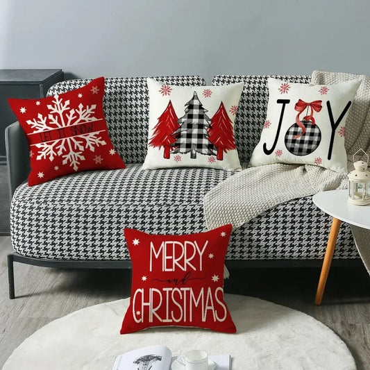 1pc Santa Claus Printed Christmas Cushion Cover | 45x45cm Festive Pillow Case | Holiday Home Decor