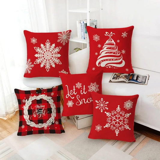 1pc Santa Claus Printed Christmas Cushion Cover | 45x45cm Pillow Case | Holiday Home Decor