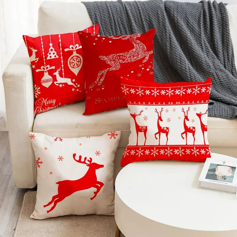 1pc Santa Claus Printed Christmas Cushion Cover | 45x45cm Pillow Case | Festive Home Decor