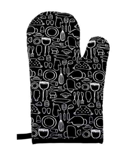 Kitchen Microwave Heat-Resistant Oven Mitts | Durable Cotton | Ideal for BBQ & Baking | Black Nordic Design