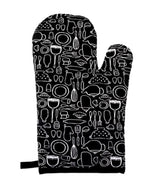 Kitchen Microwave Heat Resistant Oven Mitts | Durable Cotton | Ideal for BBQ & Baking | Black Nordic Design