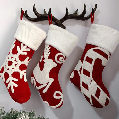 Set of 3 Big Christmas Decor Socks |  Festive Fireplace & Holiday Decor