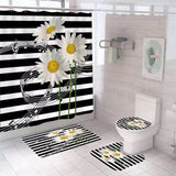 Shower Curtain Set /Waterproof with Non/Slip Mat Toilet Lid Cover and Bath Mat Size: 200 cm x 180 cm