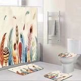 Shower Curtain Set /Waterproof with Non/Slip Mat Toilet Lid Cover and Bath Mat Size: 200 cm x 180 cm